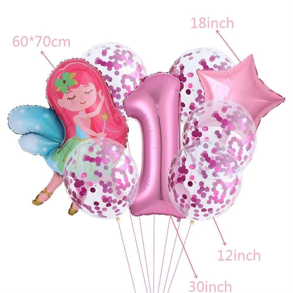 Bộ 8 Bong Bóng Hình Công Chúa Bằng Nhôm|Đồ Chơi Bơm Hơi Đính Sequin Lấp Lánh Dùng Trang Trí Nhà Cửa / Tiệc Tùng