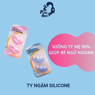 Ti giả - Combo 2 chiếc Ti ngậm/ ti giả silicon Putti Atti siêu mềm cho bé