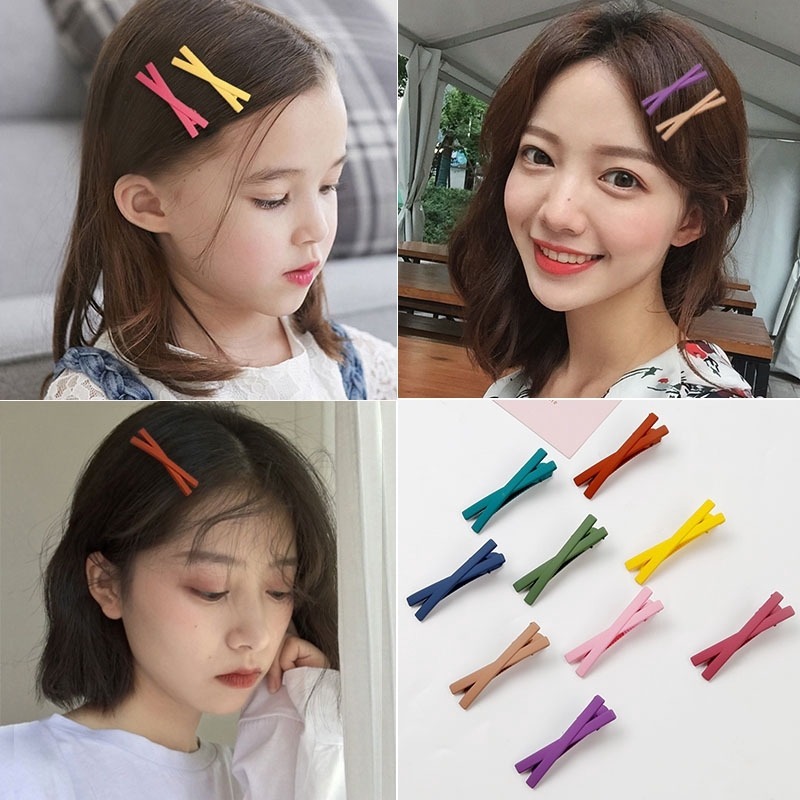 Kẹp Tóc Thời Trang Màu Trơn Phong Cách Hàn Quốc Đáng Yêu Cho Nữ