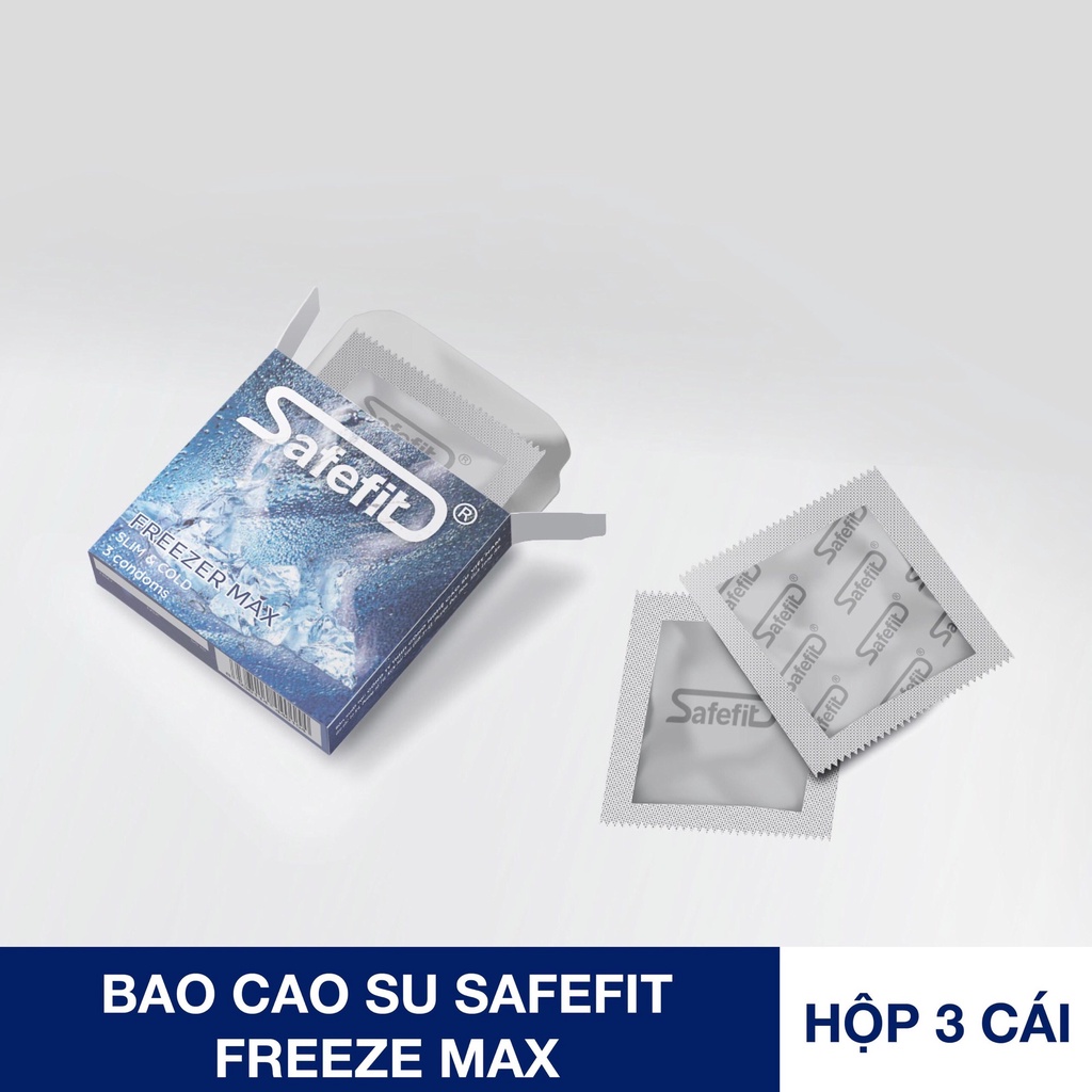 Bao cao su Safefit Freezer Max bạc hà mát lạnh, bcs siêu mỏng kéo dài thời gian quan hệ