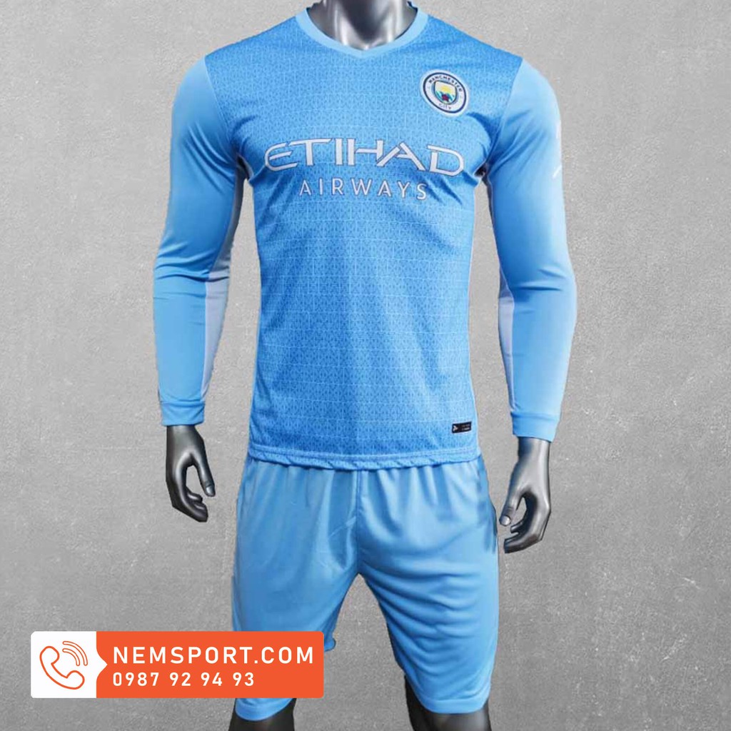 Áo Đá Bóng MAN CITY TAY DÀI Mùa Giải 2021-2022