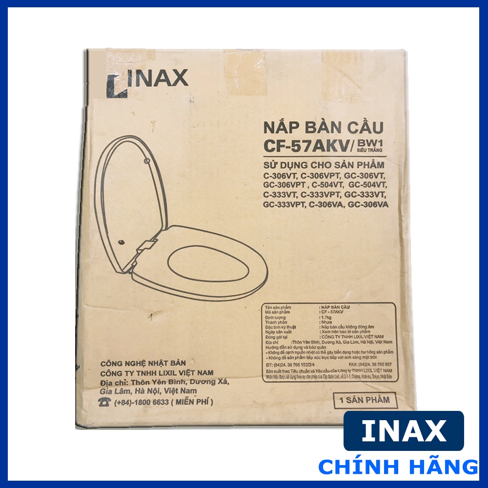 Nắp bồn cầu Inax CF57 chính hãng, thay thế cầu C-306, C-504, C-333