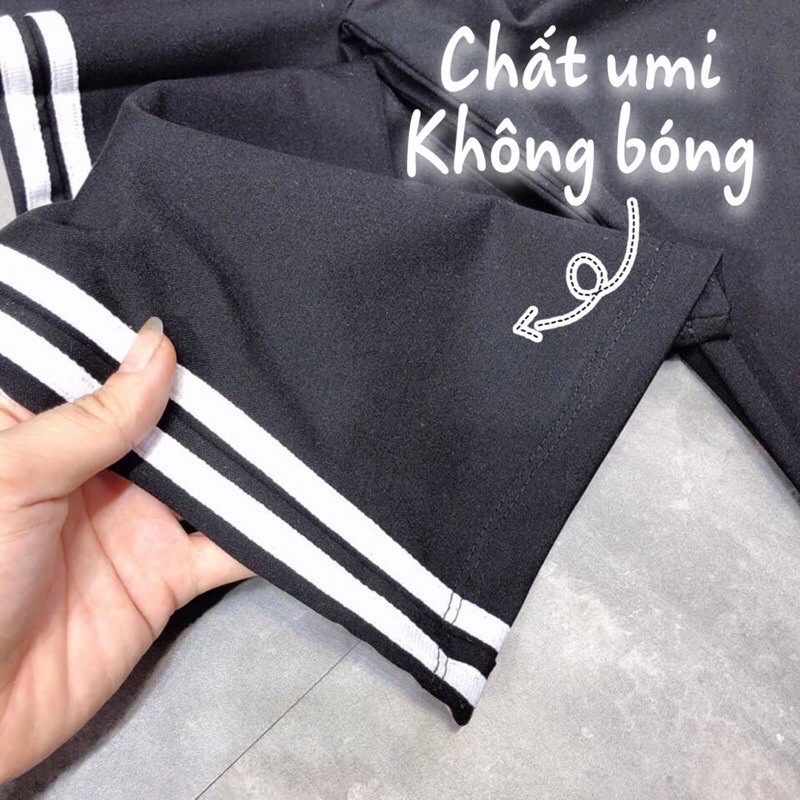 Quần thể thao nam nữ 3 sọc unisex dáng xuông ⚽️ Quần xuông co giãn màu đen