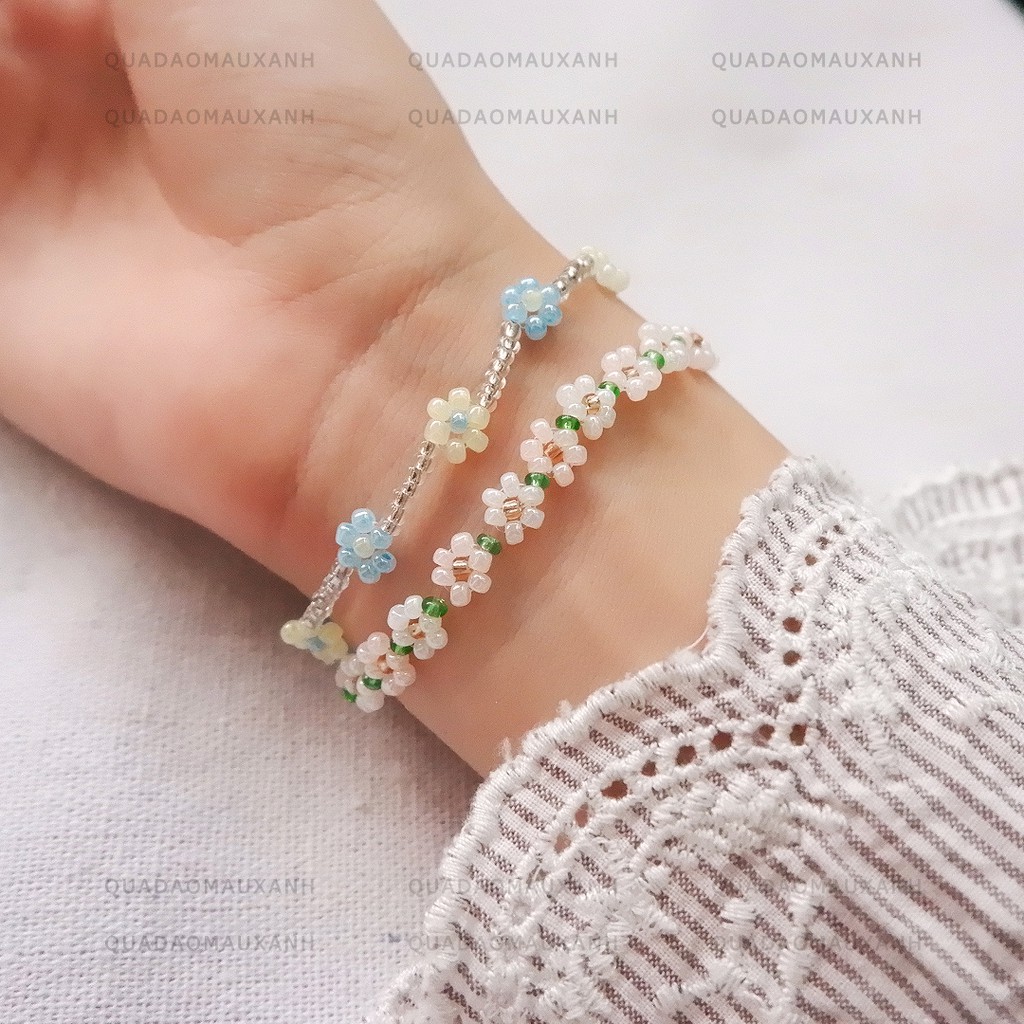 Vòng tay chuỗi hoa hạt cườm màu pastel nhẹ nhàng phong cách Hàn Quốc #daisies #senorita