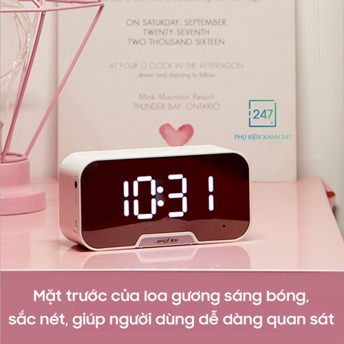 Loa bluetooth mini g10 cao cấp, kiêm đồng hồ báo thức ,nghe đài fm, màn hình tráng gương hiển thị đèn led - bh 1 đổi 1