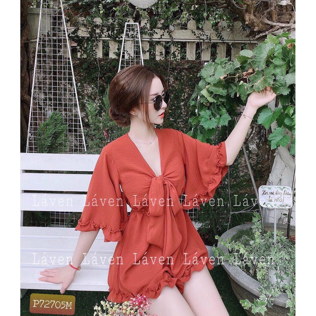 Jum ngắn voan thân xòe nơ ngực mát mẻ thời trang đi biển TTSA1179