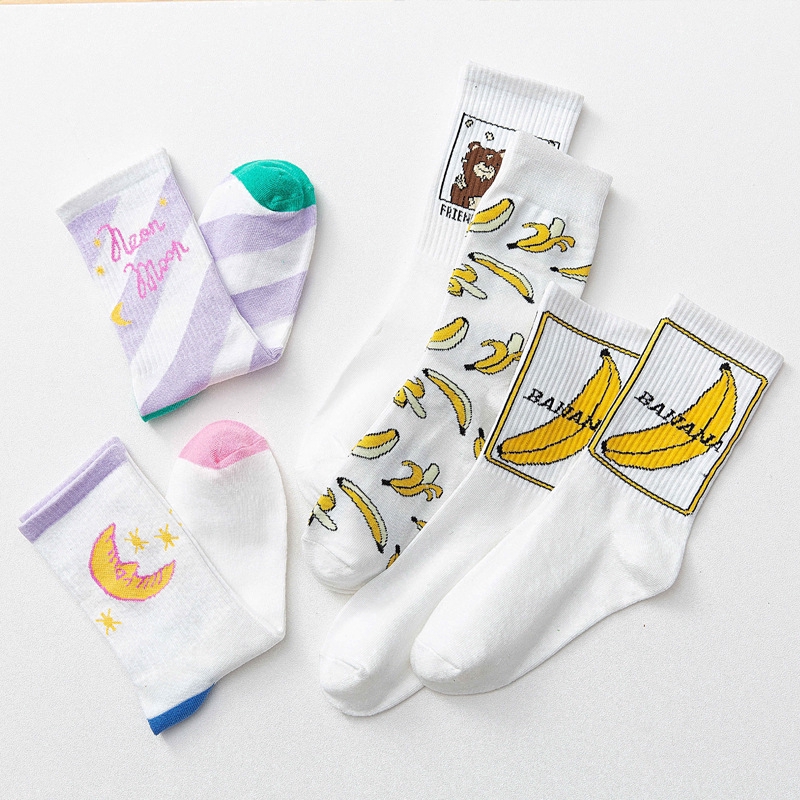 Vớ cotton in hình dễ thương thời trang cho Unisex