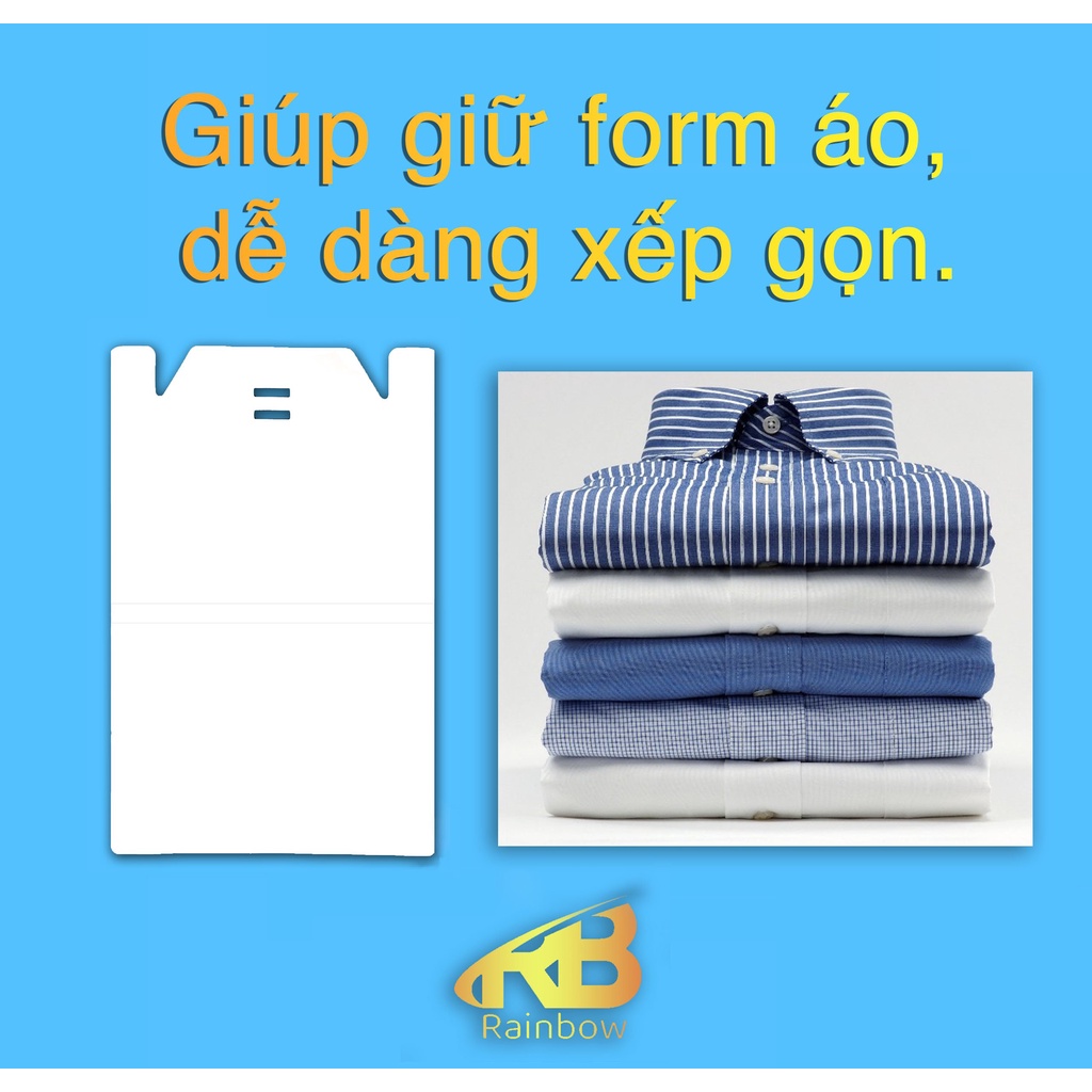 Giấy bìa lót lưng xếp áo màu trắng 2 mặt cao cấp 20 tờ gấp áo sơ mi ,áo thun.