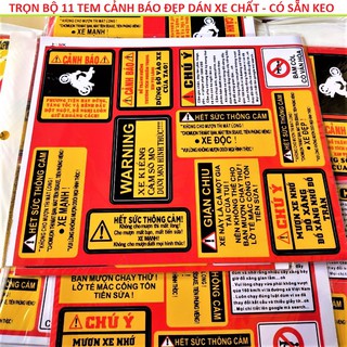 ĐỀ CAN DÁN XE CẢNH BÁO TRỌN BỘ - 11 TEM CHẤT