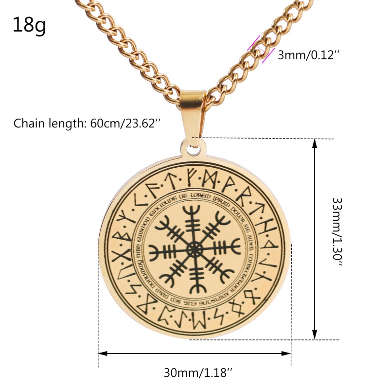 Sun Icelandic Vegvisir Vòng cổ Mặt Tròn Hình La Bàn Tròn