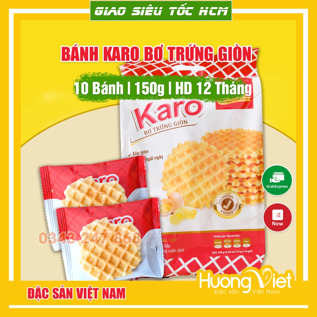 Bánh Karo bơ trứng giòn Richy 150g (10 gói x 15g) Date mới, HSD: 12 tháng, bánh Karo giòn, bánh ăn sáng ngon