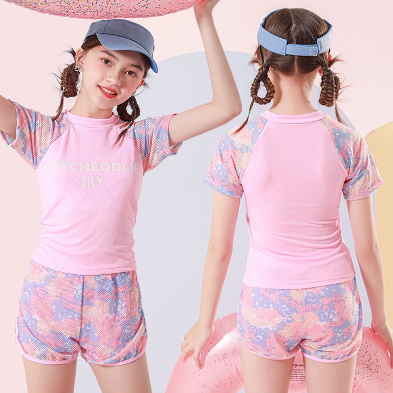 Bộ Đồ Bơi Thể Thao Hai Mảnh Thời Trang Cho Bé Gái