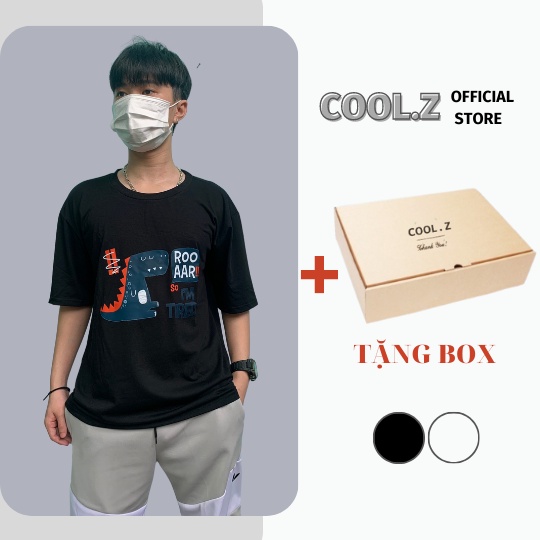 Áo thun tay lỡ CoolZ phông Unisex nam nữ Cotton oversize form rộng khủng long T-Rex CZ027