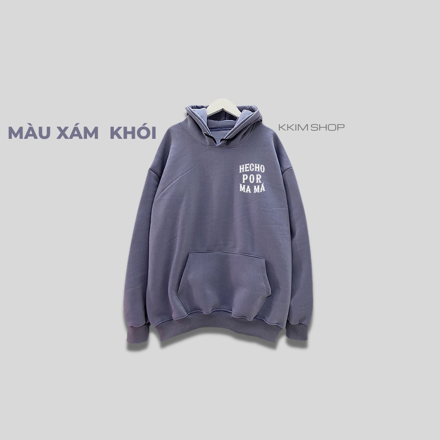 Áo Nỉ HOODIE HECHO POR MAMA XANH LÁ, Áo hoodie unisex nam nữ form rộng oversize chất liệu Nỉ bông cao cấp KKIM SHOP