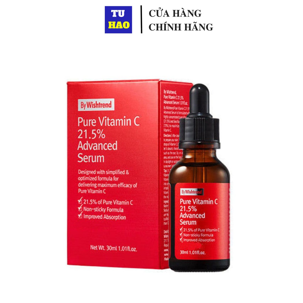 [Mã FMCG8 - 8% đơn 250K] Tinh chất Vitamin C dưỡng trắng da làm mờ vết thâm By Wishtrend Pure Vitamin C 21.5 Serum 30ml