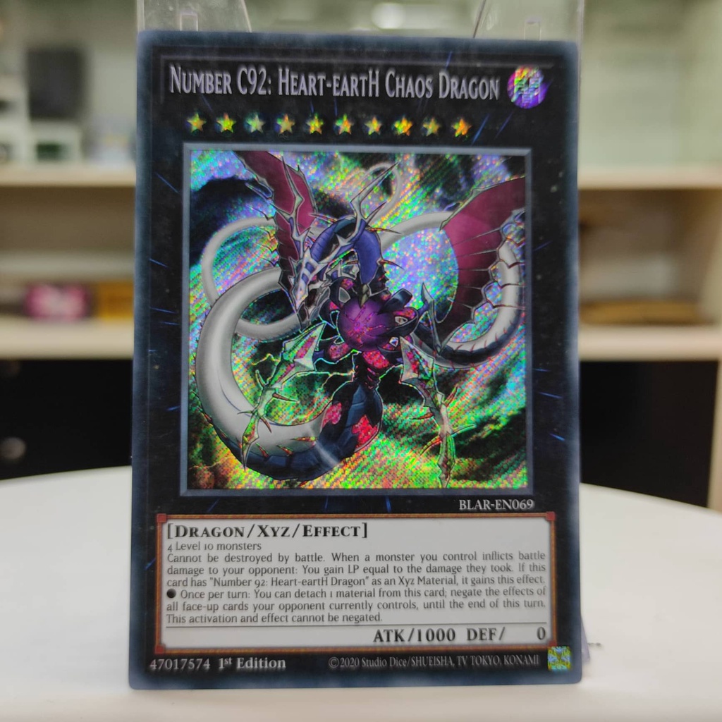 Thẻ Bài Yugioh - Number C92: Heart-eartH Chaos Dragon - BLAR-EN069 - Secret Rare 1st Edition