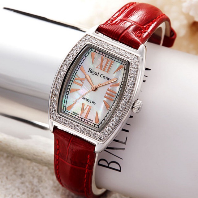 Đồng hồ nữ chính hãng Royal Crown 3635 dây da đỏ
