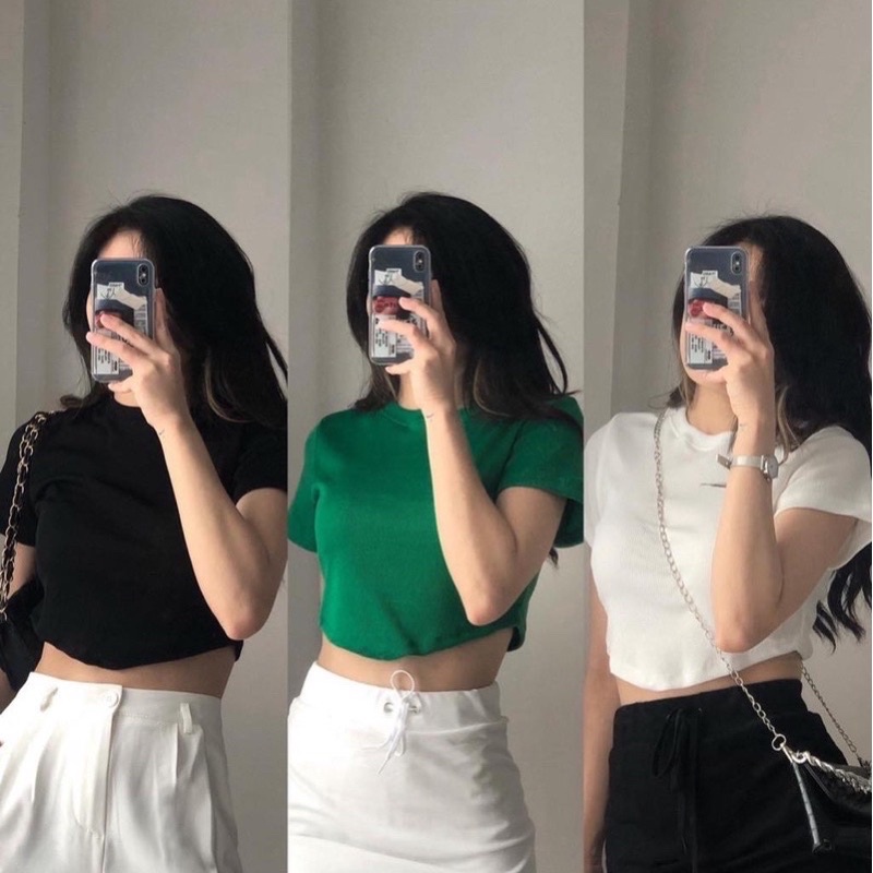 ÁO CROPTOP CỔ TRÒN VẠC NHỌN