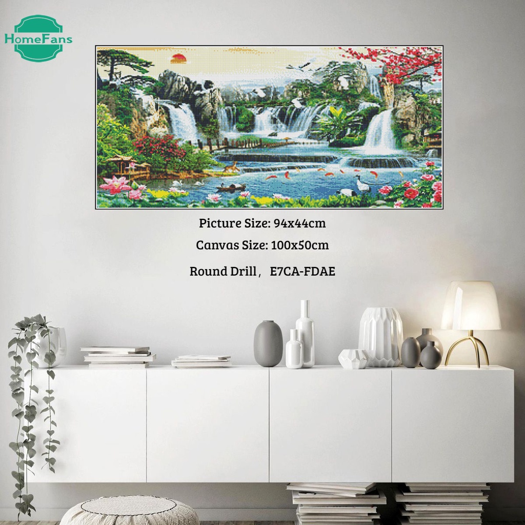 Bộ Tranh Đính Đá 5D Tự Làm Hình Phong Cảnh Kích Thước 80x40cm / 100x50cm