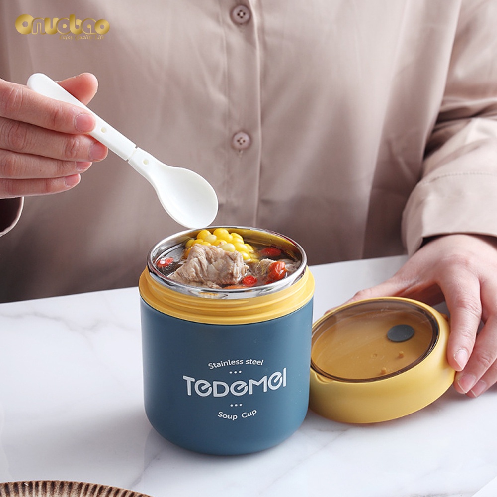 Onuobao Hộp đựng thức ăn giữ nhiệt bằng thép không gỉ 304 sức chứa 530ml