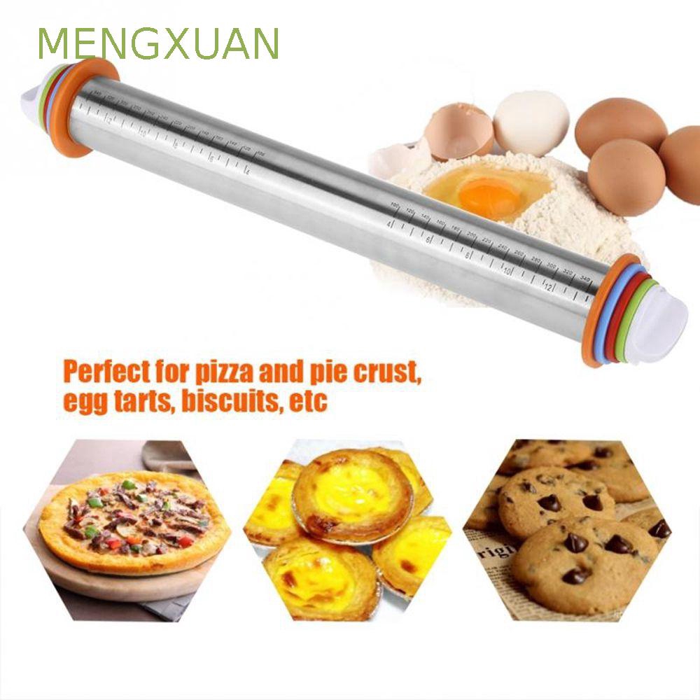 MENGXUAN Dumplings Noodles Pizza Fondant Stainless Steel Removable Rings Adjustable Rolling Pin