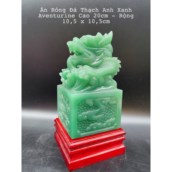 Ấn Rồng Đá Màu Hồng &amp; Đá Màu Xanh Phong Thuỷ