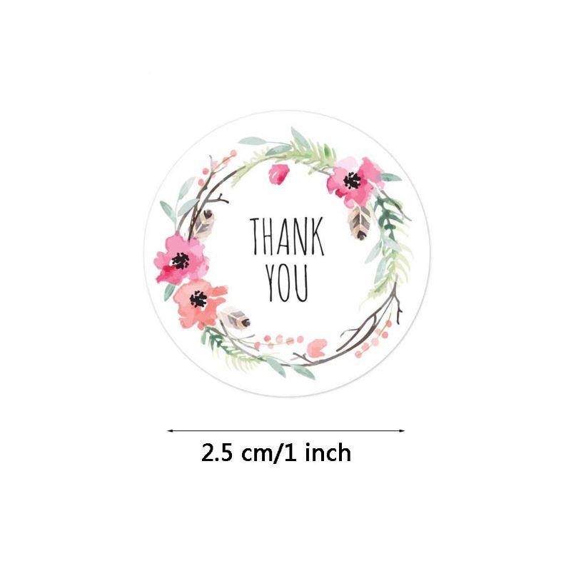 Cuộn 500 Miếng Dán In Chữ Thank You 6 Kiểu Để Trang Trí