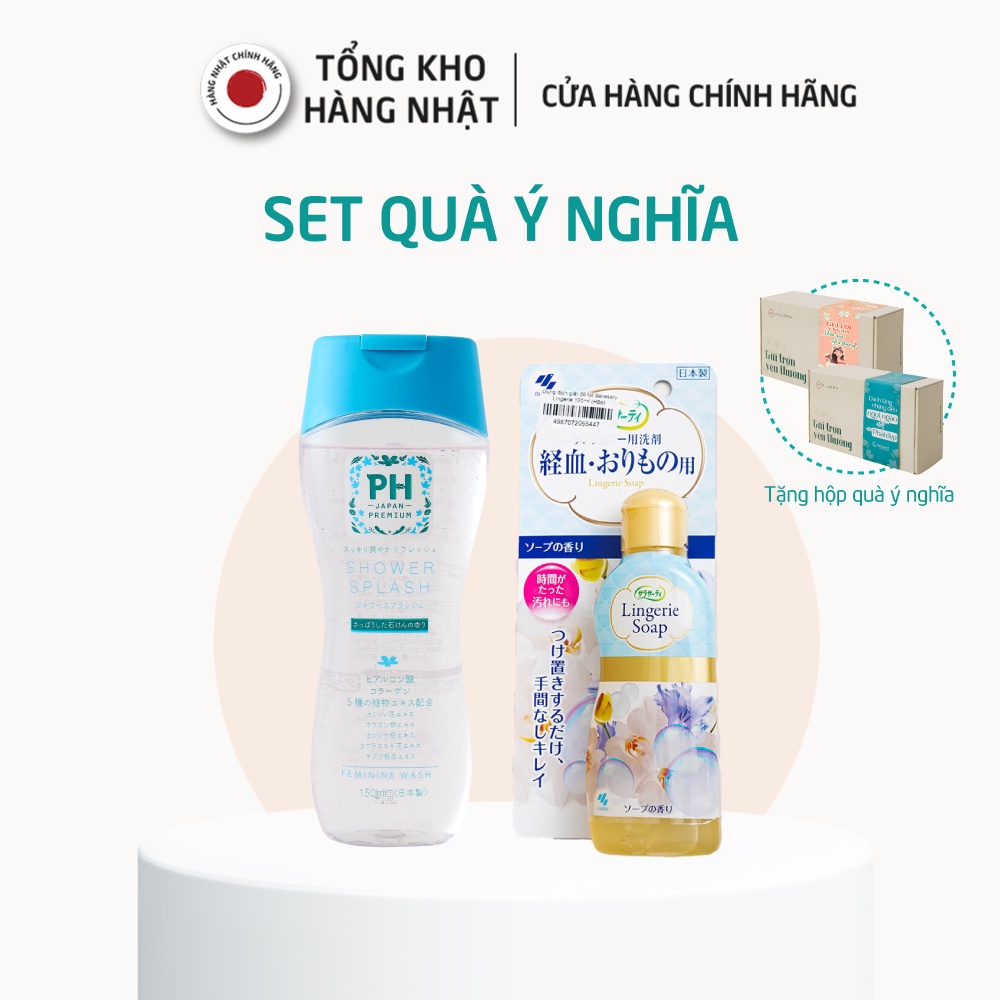 [Tặng Hộp Đựng Quà] Combo Dung Dịch Vệ Sinh PH Japan Shower Splash Hương Hoa Cúc 150ml, DDVS Đồ Lót LINGERIE Nhật Bản