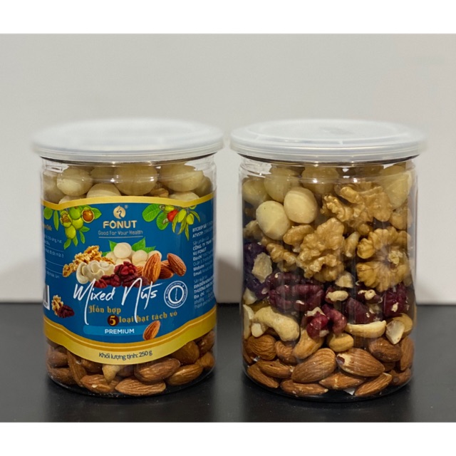 Mixed Nuts 5 loại hạt tách vỏ 250g