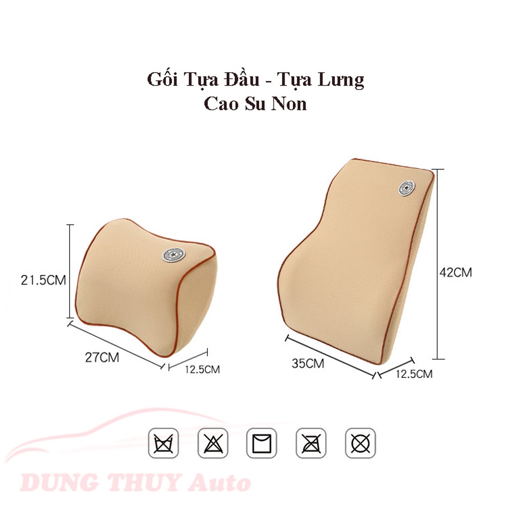 Gối tựa đầu tựa lưng ô tô cao su non đàn hồi T01 - Tựa ghế oto vải cotton chống đau mỏi lưng , chất liệu cao su non