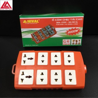 Ổ Cắm Điện 6,8 Lỗ Lõi Sứ Chống Cháy Chịu Tải Công Suất Cao 6000W NIVAL