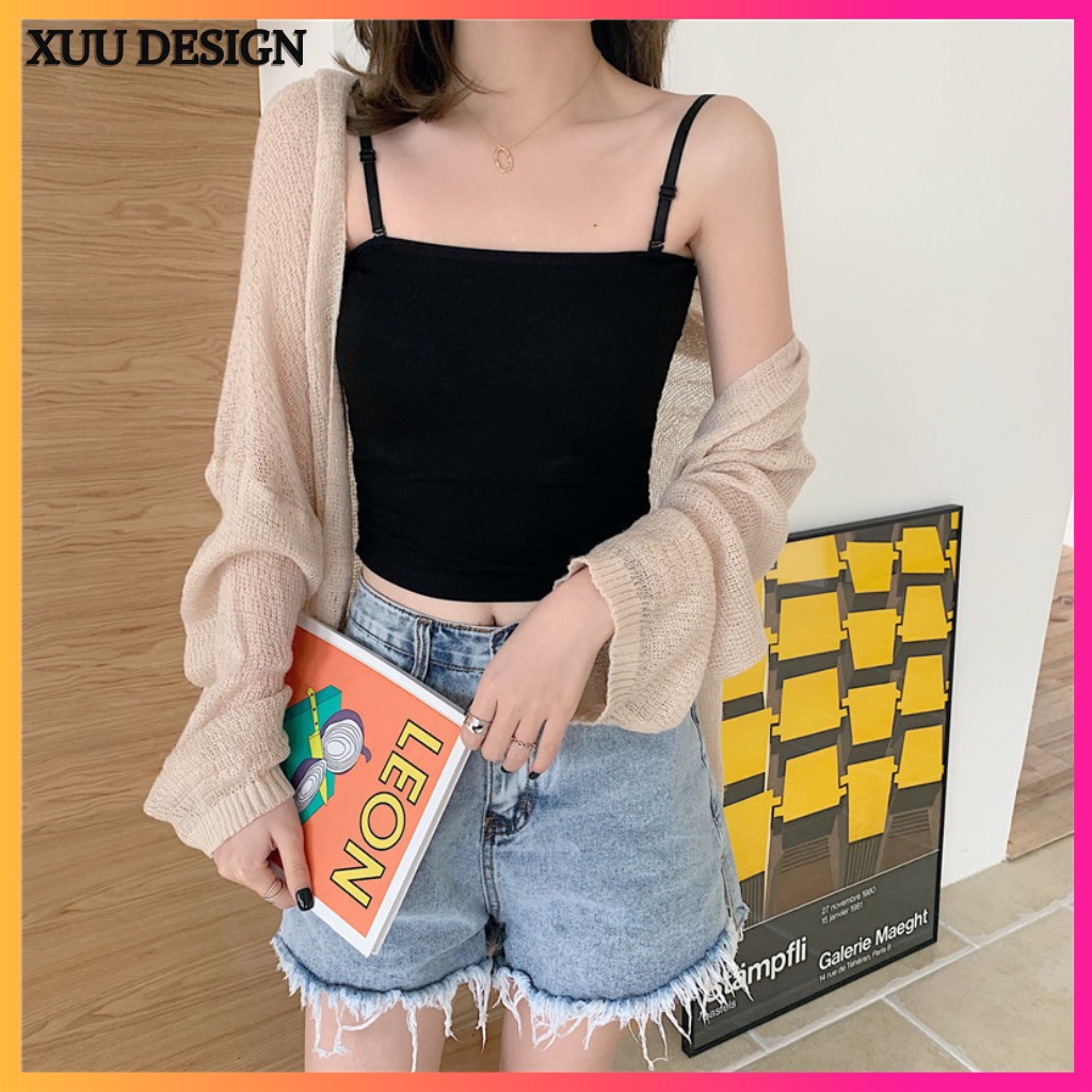 Áo hai dây 💖Xuu Design💖 chất đẹp, Đủ size S M L, vải Thun Cotton co giãn tốt, dáng ôm, dây có chốt điều chỉnh - AD02