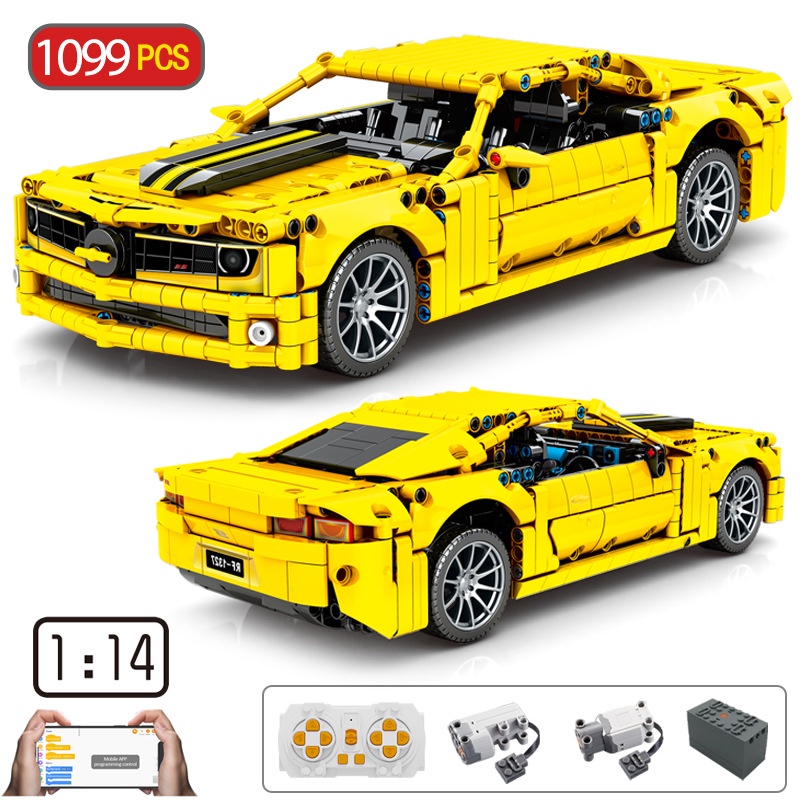 Đồ Chơi Lắp Ráp Kiểu LEGO TECHNIC Siêu Xe Thể Thao Điều Khiển Chevrolet Camaro Yellow Black No SY8617 Với 1099 Mảnh Ghép