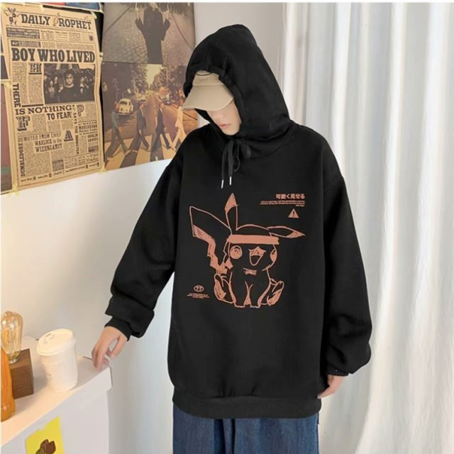 Áo Khoác Hoodie Tay Dài In Hoạt Hình Pikachu Dễ Thương Cho Các Cặp Đôi