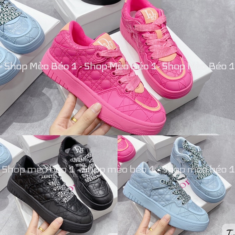 Giày thể thao cd hoạ tiết chìm phối màu trơn fullbox