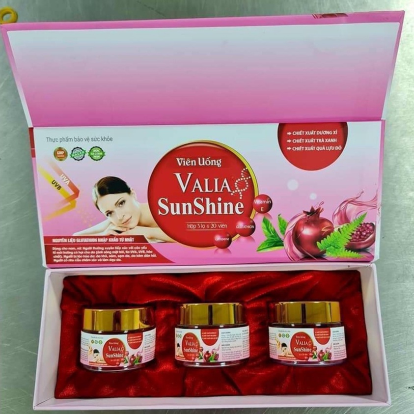 Viên uống Valia SunShine - Hỗ trợ tăng tính đàn hồi cho da và giảm nguy cơ nám sạm da ở phụ nữ (30/ 60 viên)