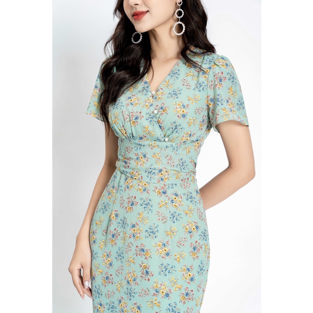 Đầm Lép yukata tay lơi hơi ôm body màu xanh dây cột eo Size S