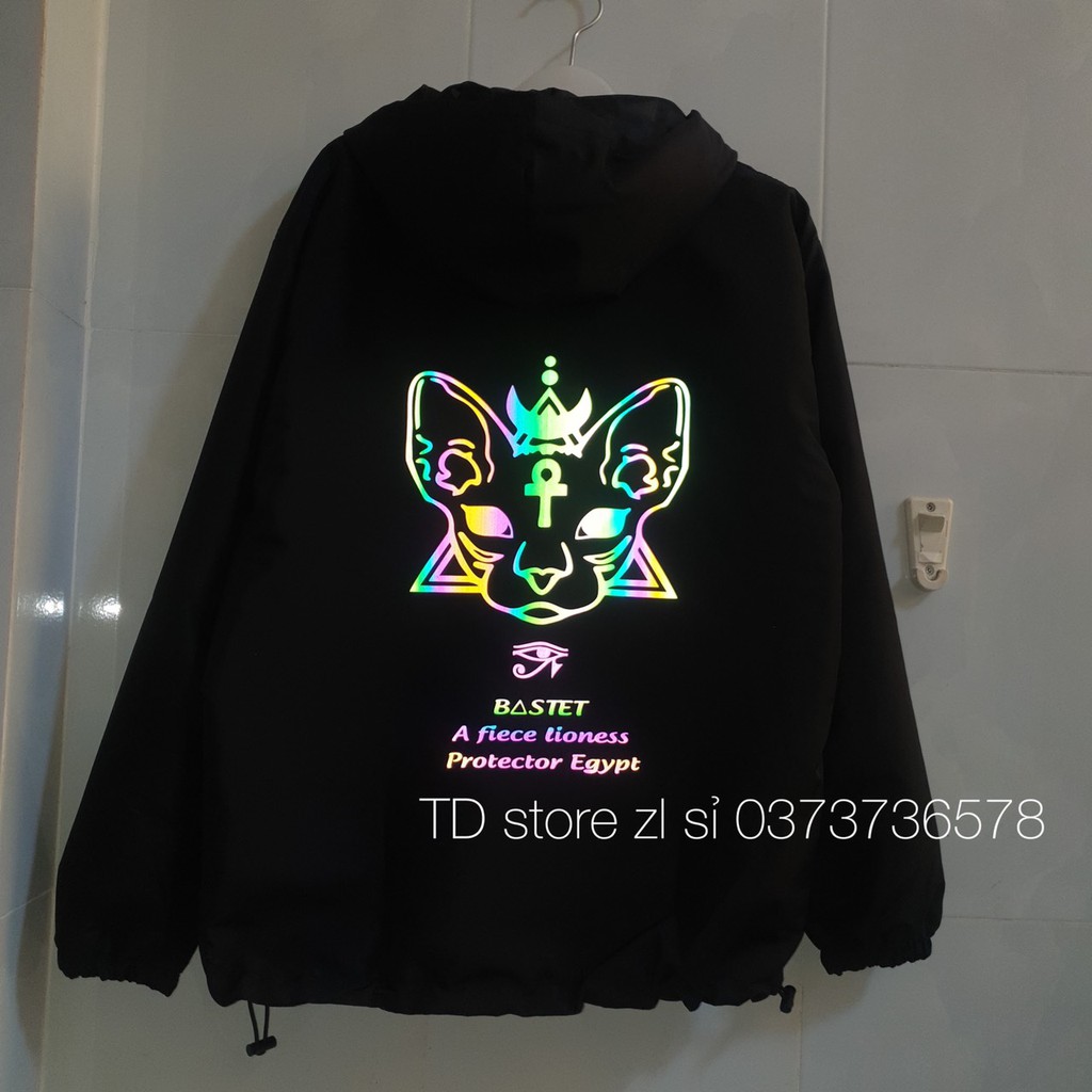 [ Form 75kg] Aó khoác dù phản quang mèo Bastet