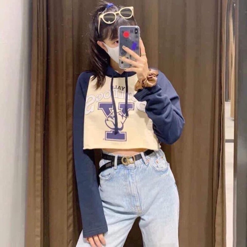 Áo hoodie croptop Zara