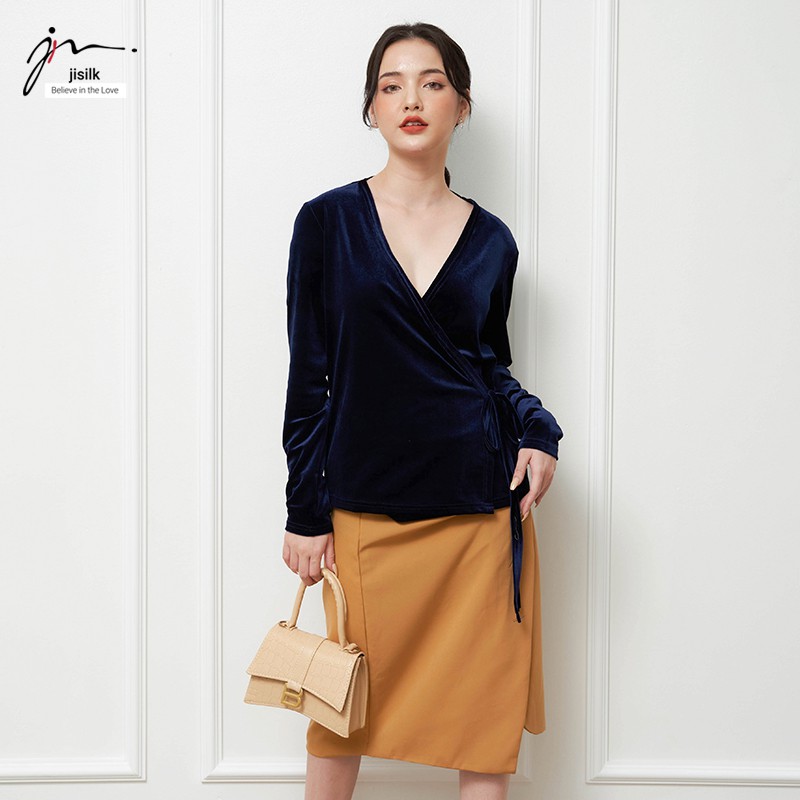 Áo Thu Đông Nữ Nhung Công Sở, Áo Dài Tay Kiểu Thiết Kế Kimono N.AK2-02 - jisilk | BigBuy360 - bigbuy360.vn