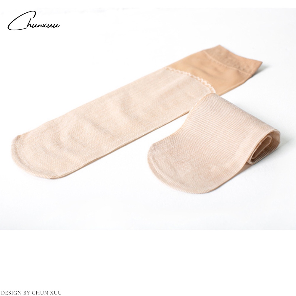 Tất nữ cổ cao vải cotton phối lưới mỏng họa tiết đơn giản vải mềm mịn mát Chun- T15