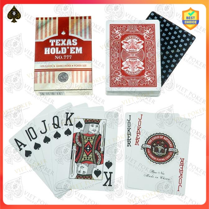 Bài nhựa Poker Texas Hold'em 777 - chống cong, chống nước hoàn hảo