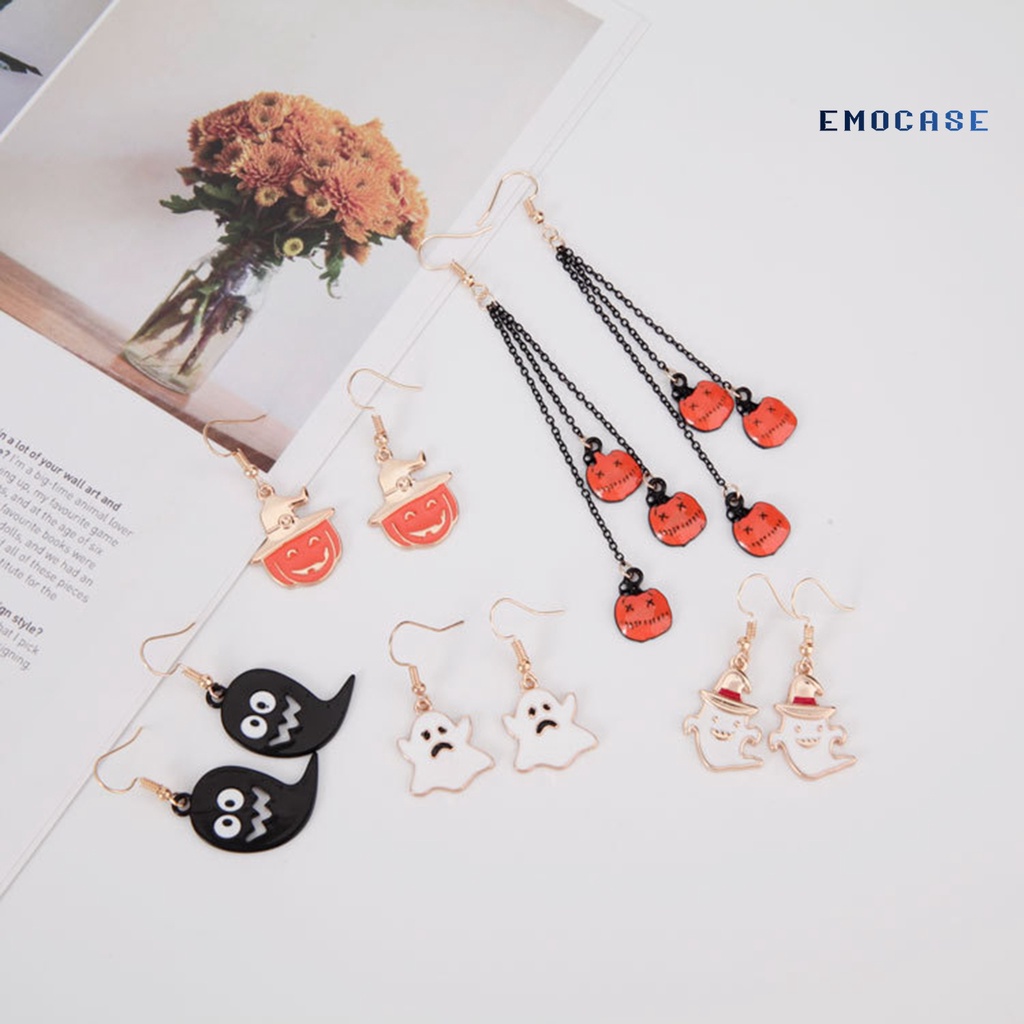 1 Đôi Bông Tai Dáng Dài Họa Tiết Halloween Vui Nhộn