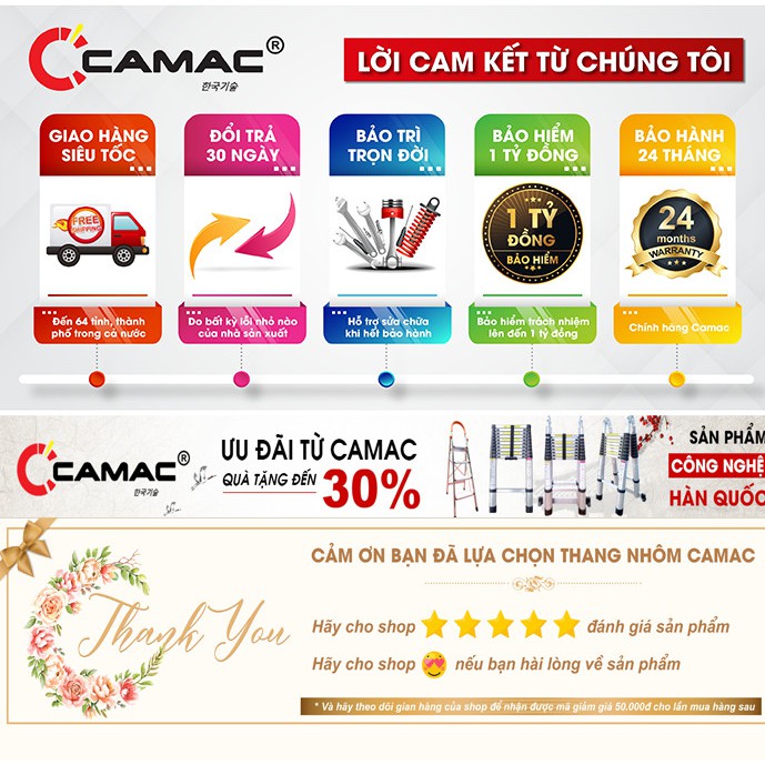 Thang nhôm rút đơn cao cấp 2.6m PRO CAMAC Hàn Quốc. Kiểm tra hàng trước khi nhận sản phẩm. Bảo hành 24 tháng tại hãng