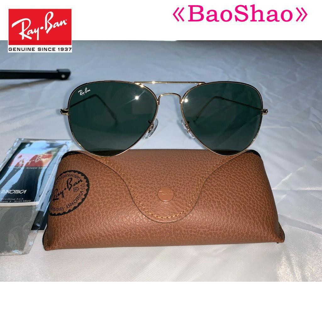 (Hàng Mới Về) Kính Râm Ray / Ban Aviator Rb3025 58mm L0205 Gọng Vàng Kèm Kính Xanh Lá