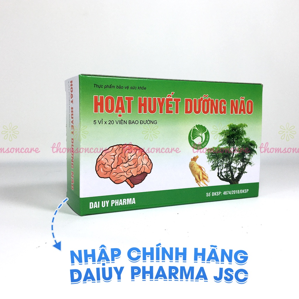 Combo 5 hộp Hoạt huyết dưỡng não, mỗi hộp 100 viên bao đường - hỗ trợ tăng cường tuần hoàn não, chính hãng Đại Uy