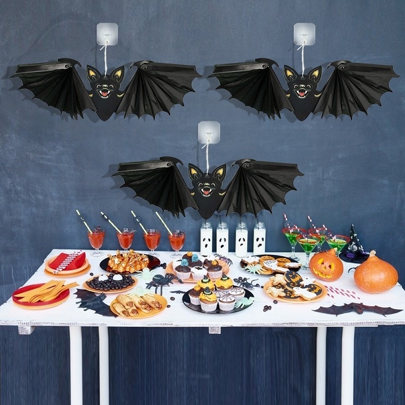 1 Con Dơi Bằng Giấy Màu Đen Trang Trí Halloween