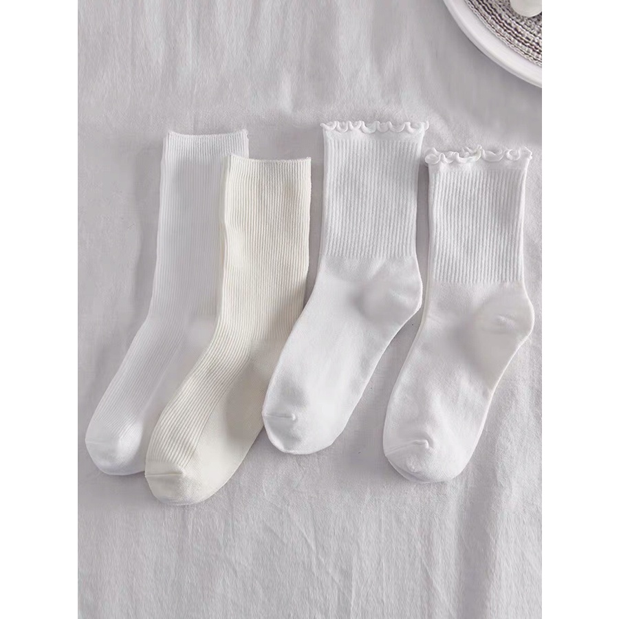 Tất bèo nhún trắng SUNNY đáng yêu, vớ cổ bèo trắng chất cotton thoáng mát
