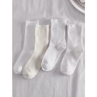 Tất bèo nhún trắng SUNNY đáng yêu, vớ cổ bèo trắng chất cotton thoáng mát