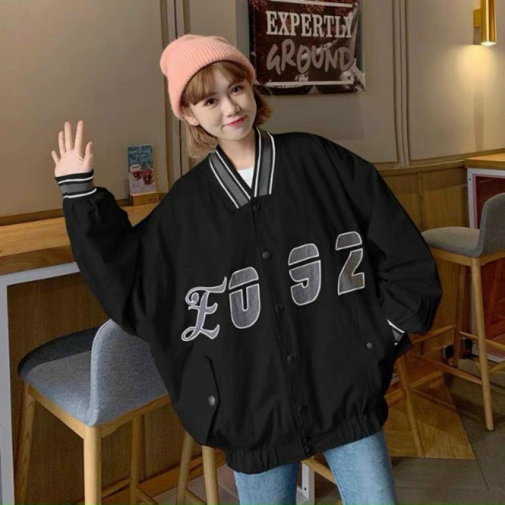 Áo khoác dù nữ bomber bóng chày form rộng unisex L092 4S AKD16 phong cách Hàn Quốc street style năng động